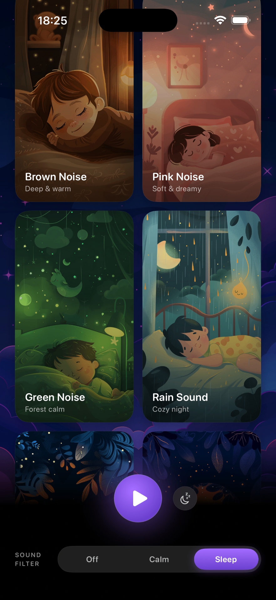 Dodo brown, pink and green noise selection